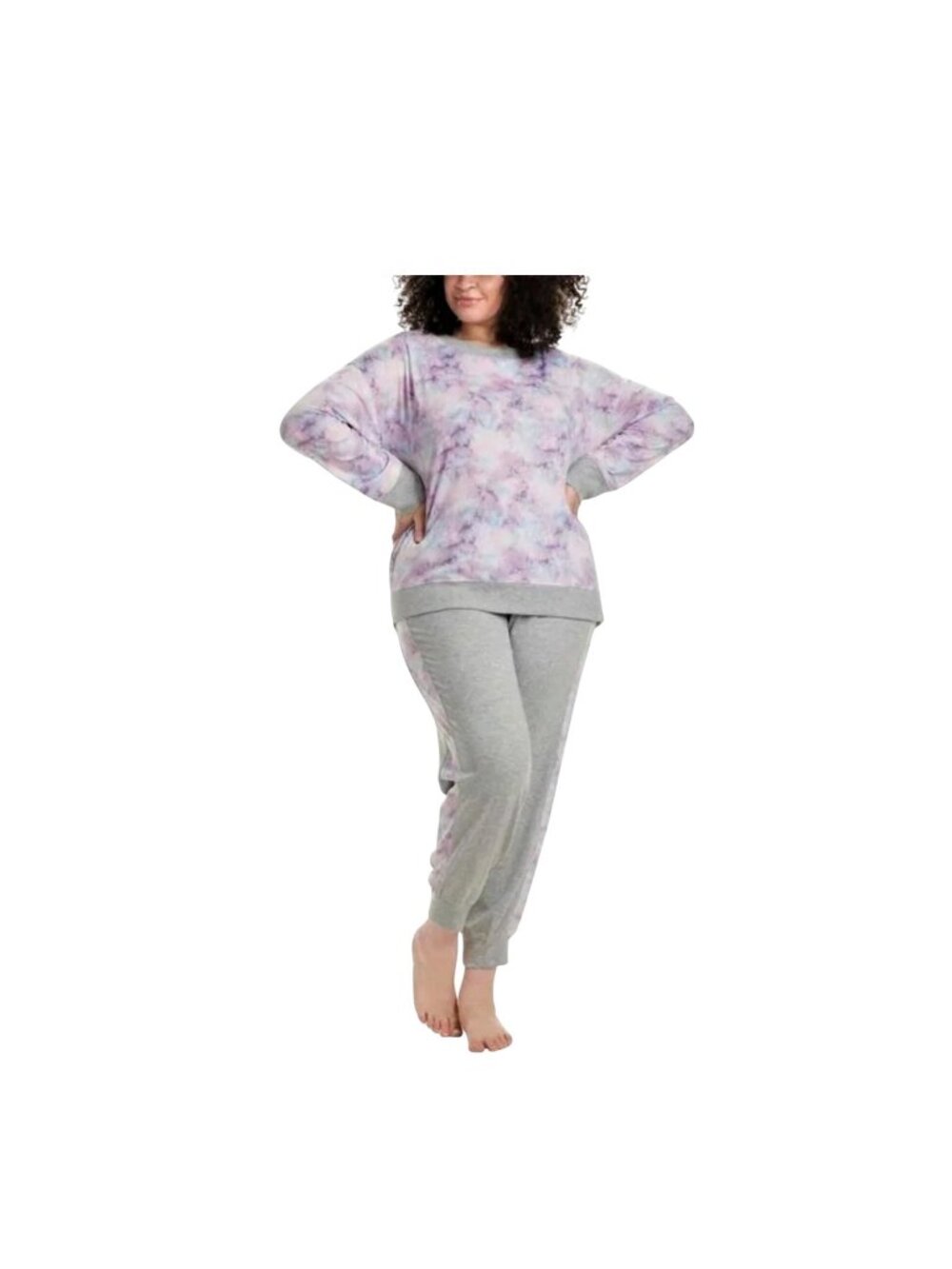 Splendid 2-Piece Tie Dye Jogger Pajama Set Gray/Purple Size XXL NWT Cozy Coastal